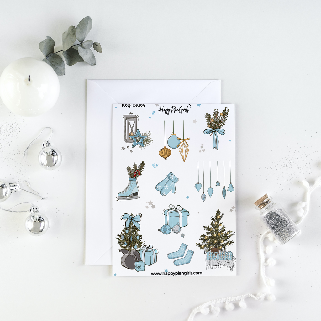 Icey Blues Winter Planner Sticker Sheet | Cool Blue Ice Stickers ...