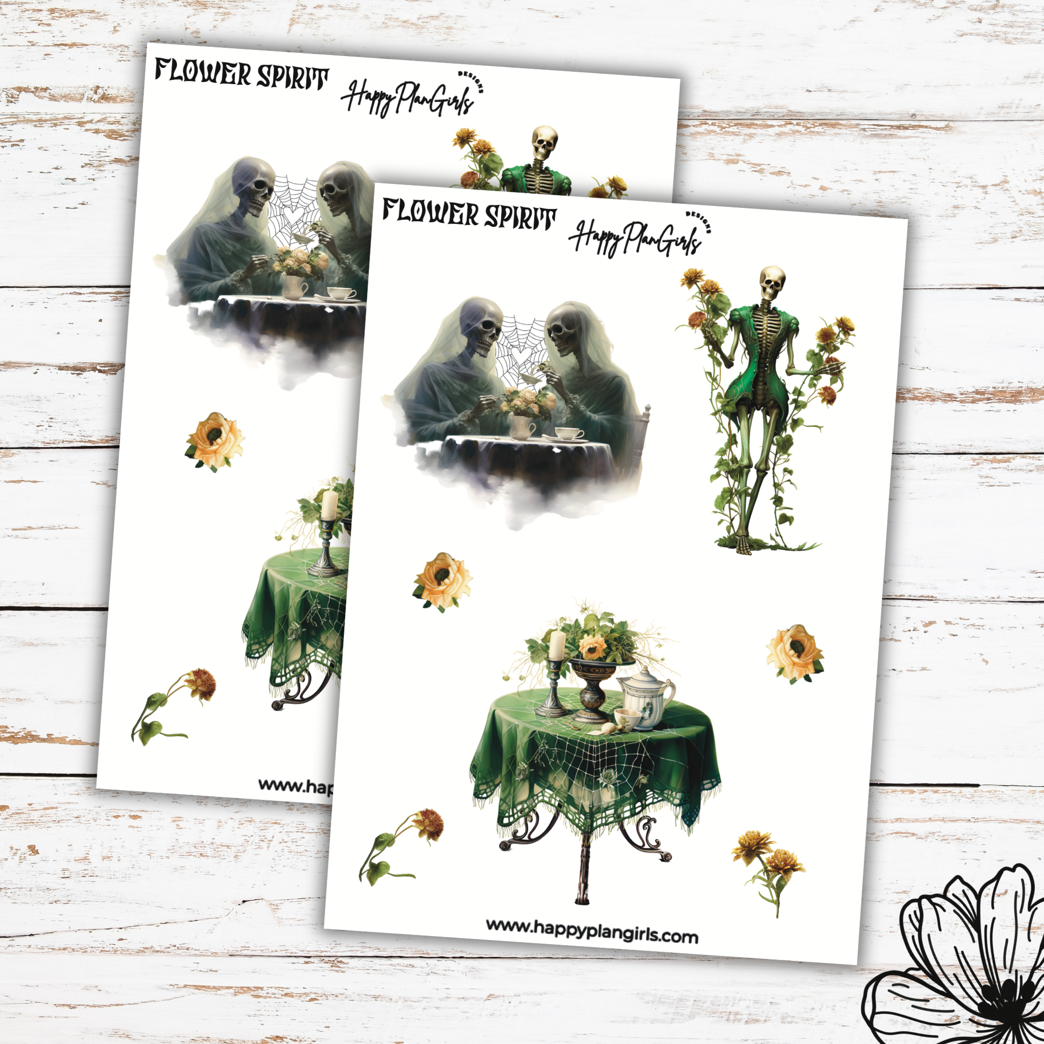 Ghost Flower Spirit Halloween Planner Sticker Sheet