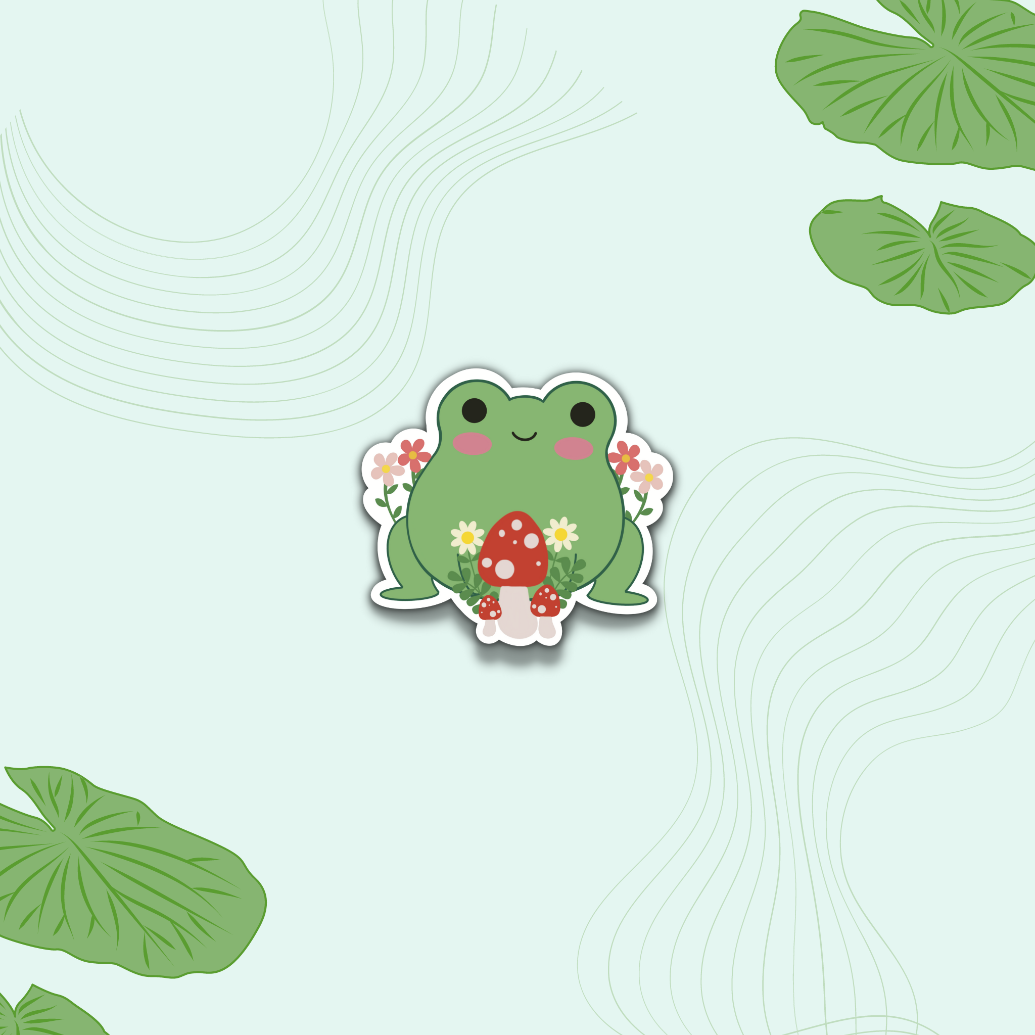 Cute Frog Sticker – HappyPlanGirls Designs