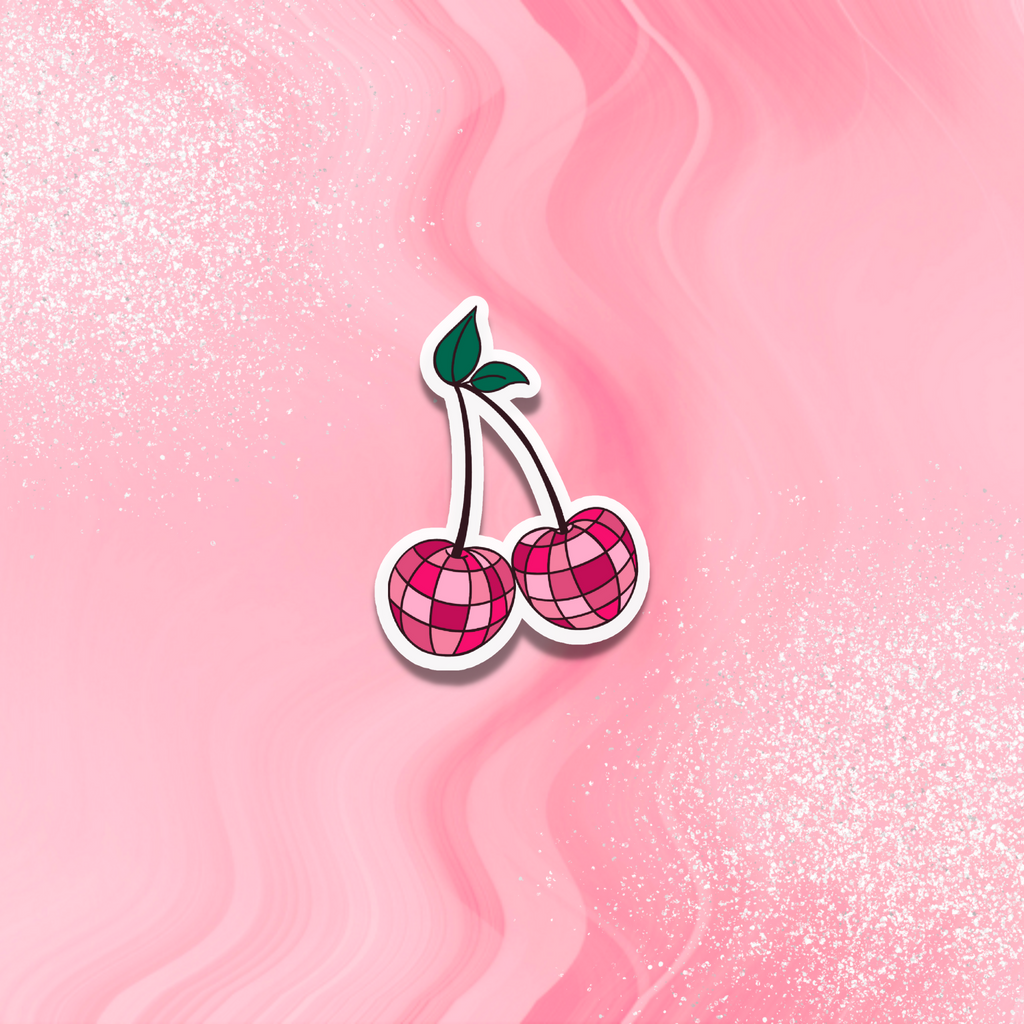 Disco Cherries Vinyl Sticker | Retro Y2K Waterproof Sticker ...