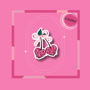 Disco Heart Cherries Sticker: Add Sparkle to Your Essentials