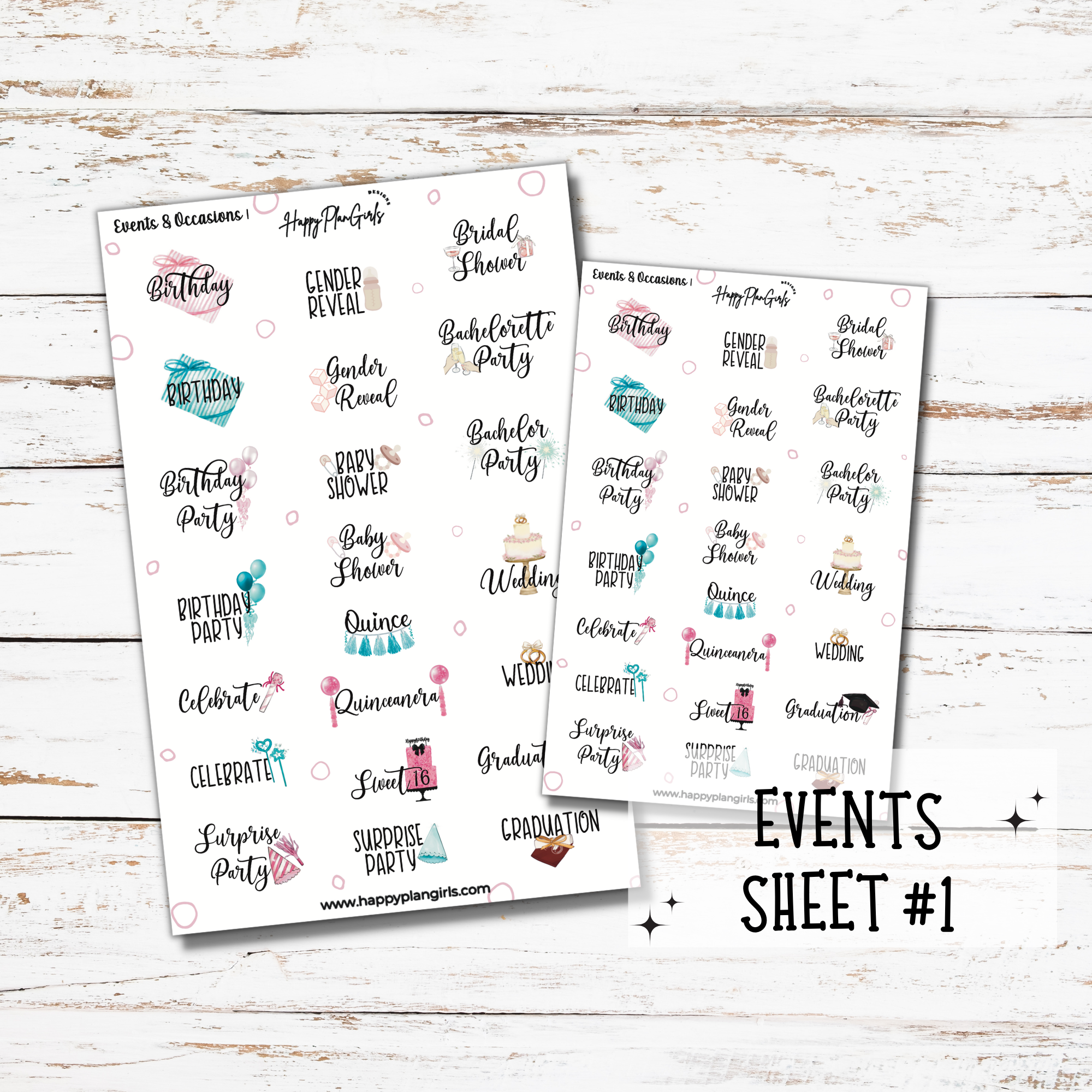 Event and Occasions Planner Sticker Sheet