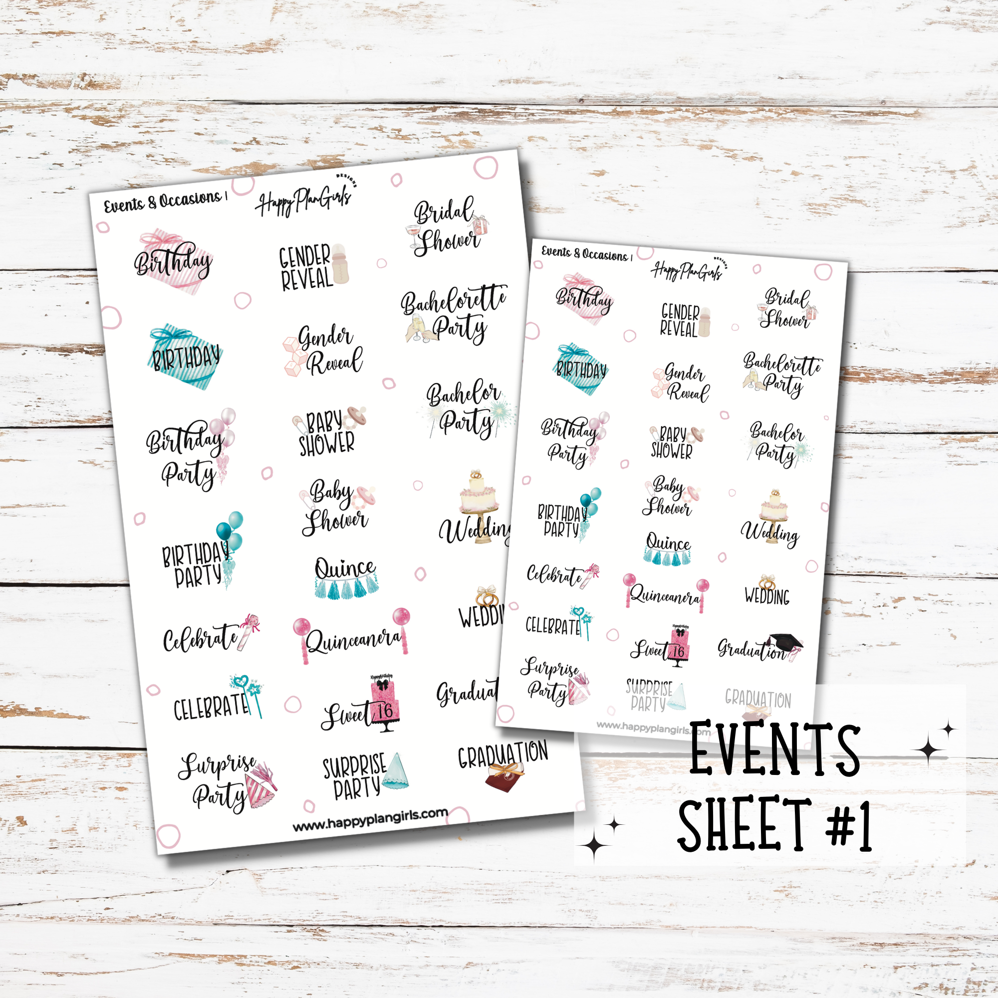 Event & Occasions Planner Sticker Sheet | Birthday & Special Event ...