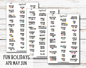 Wacky Fun Holiday Planner Stickers