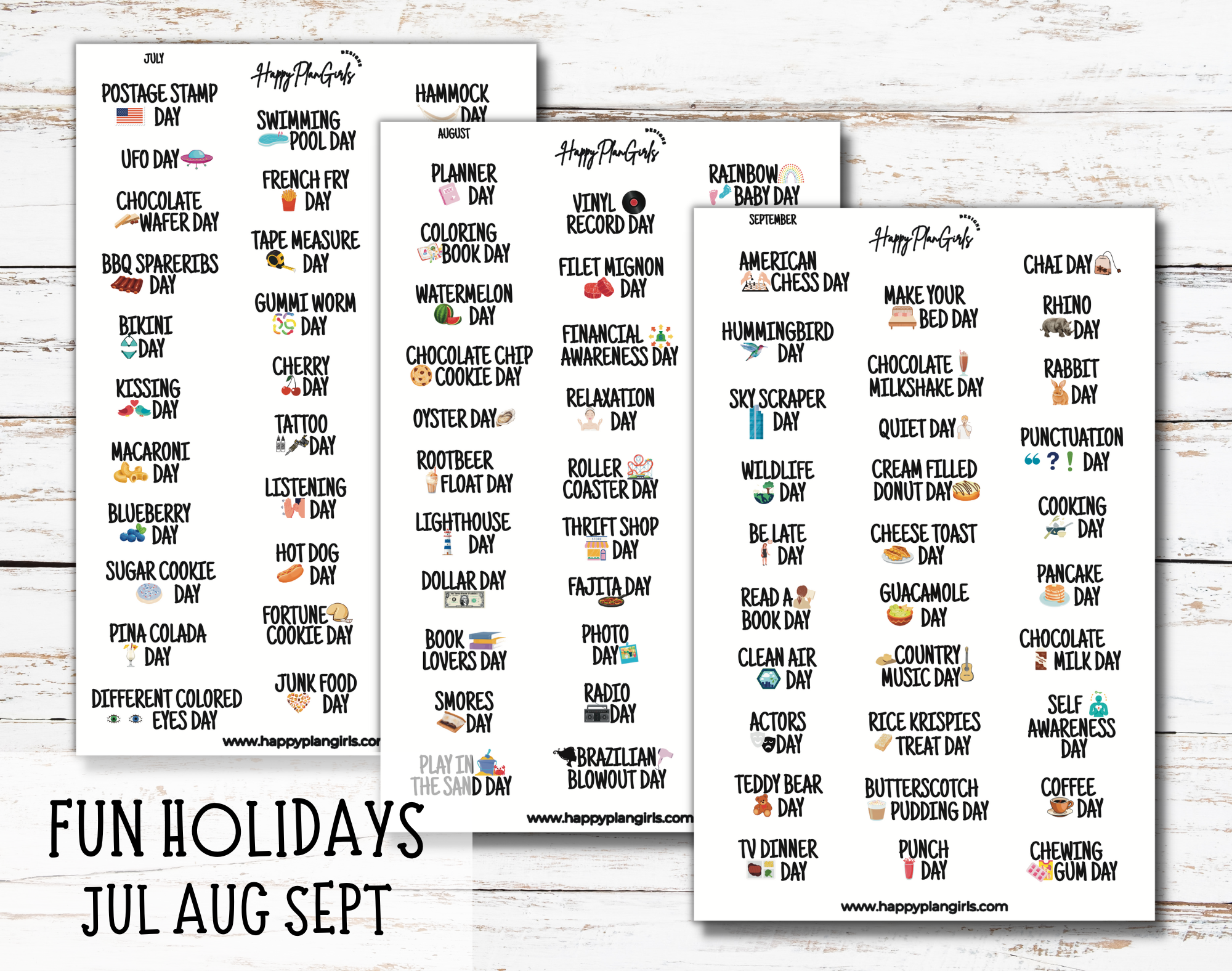 JULY Wacky Holidays Planner Stickers Calendar Stickers Celebrate July Funny  Summer July Holiday Stickers 