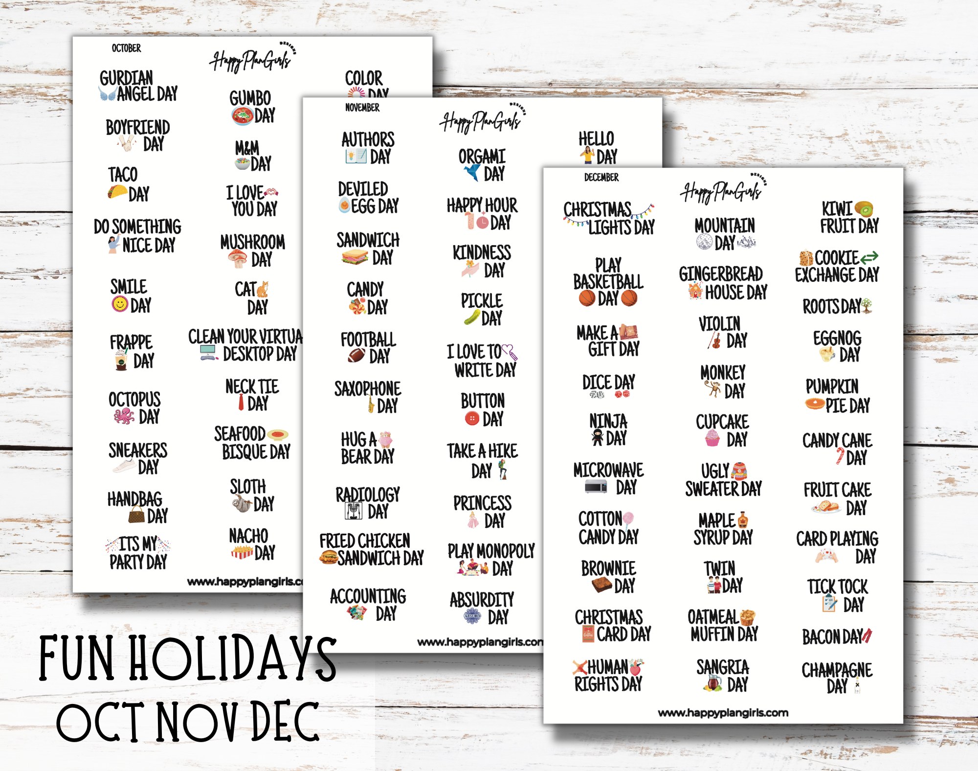 Wacky Fun Holiday Planner Stickers