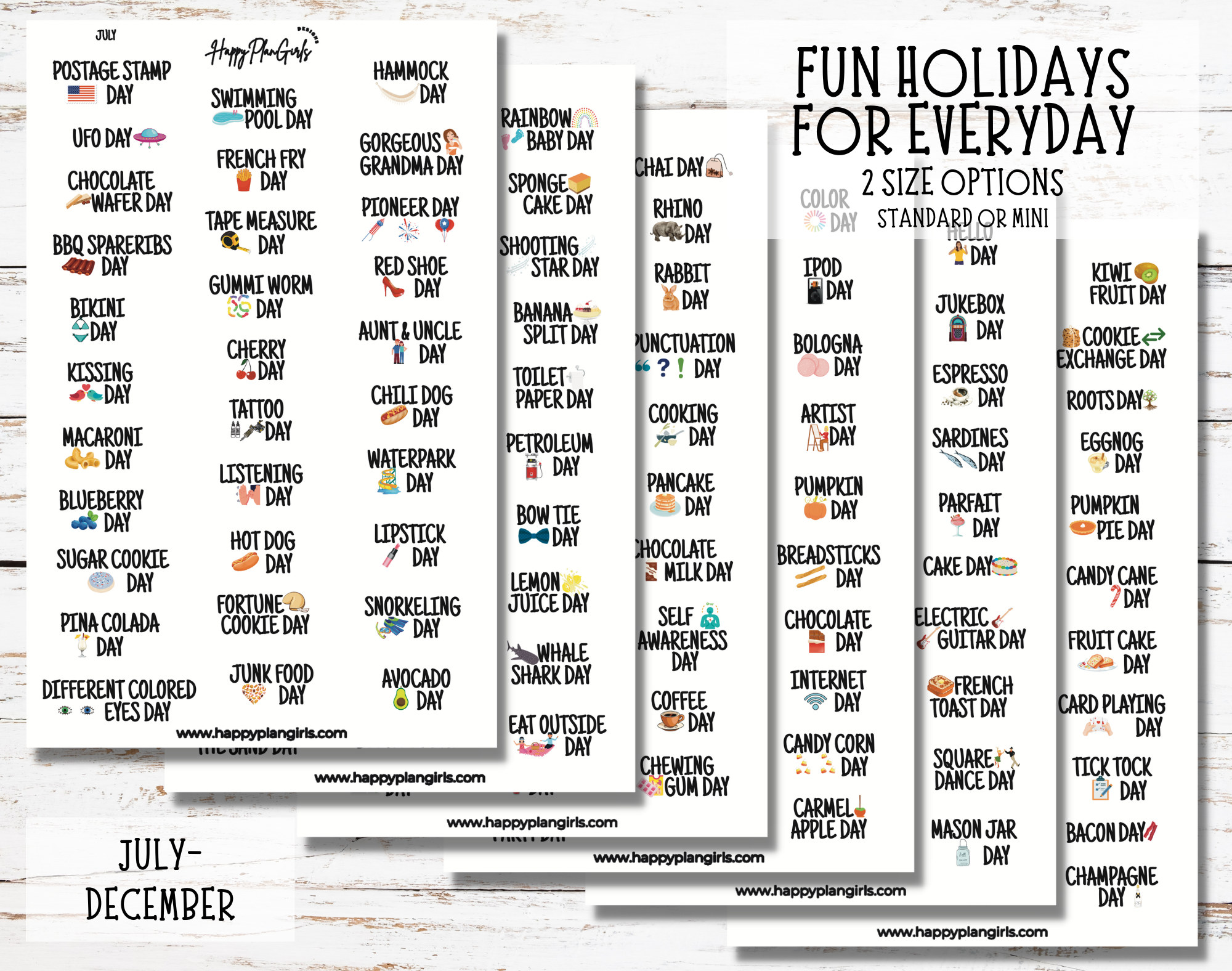 Wacky Fun Holiday Planner Stickers