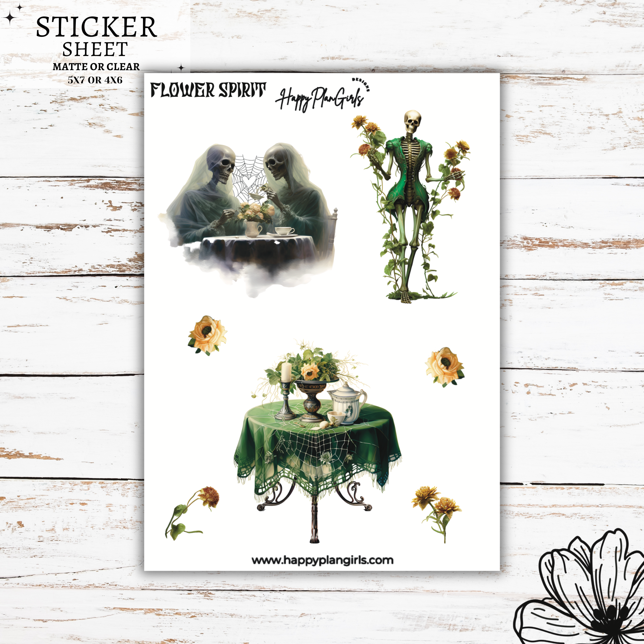 Ghost Flower Spirit Halloween Planner Sticker Sheet