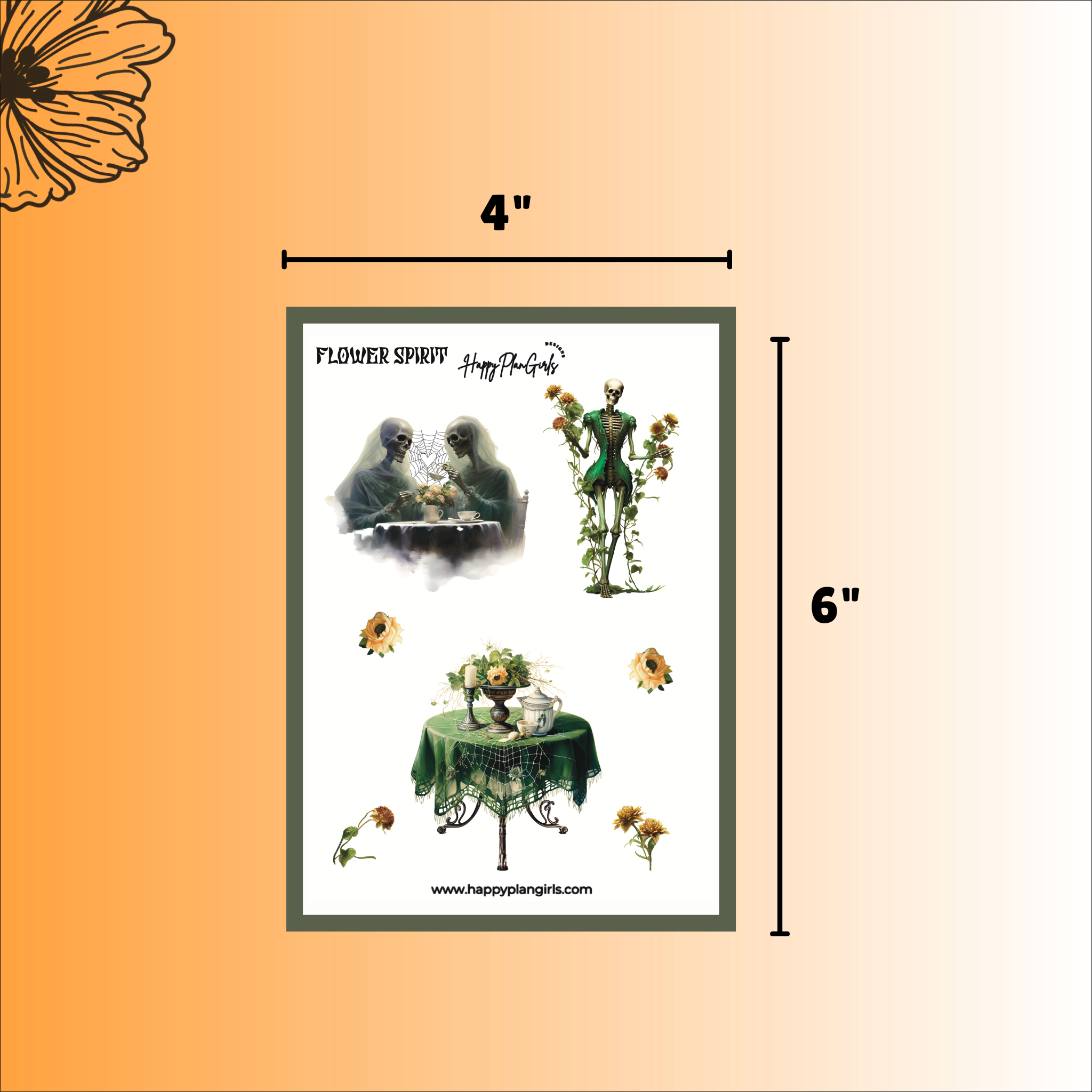 Ghost Flower Spirit Halloween Planner Sticker Sheet