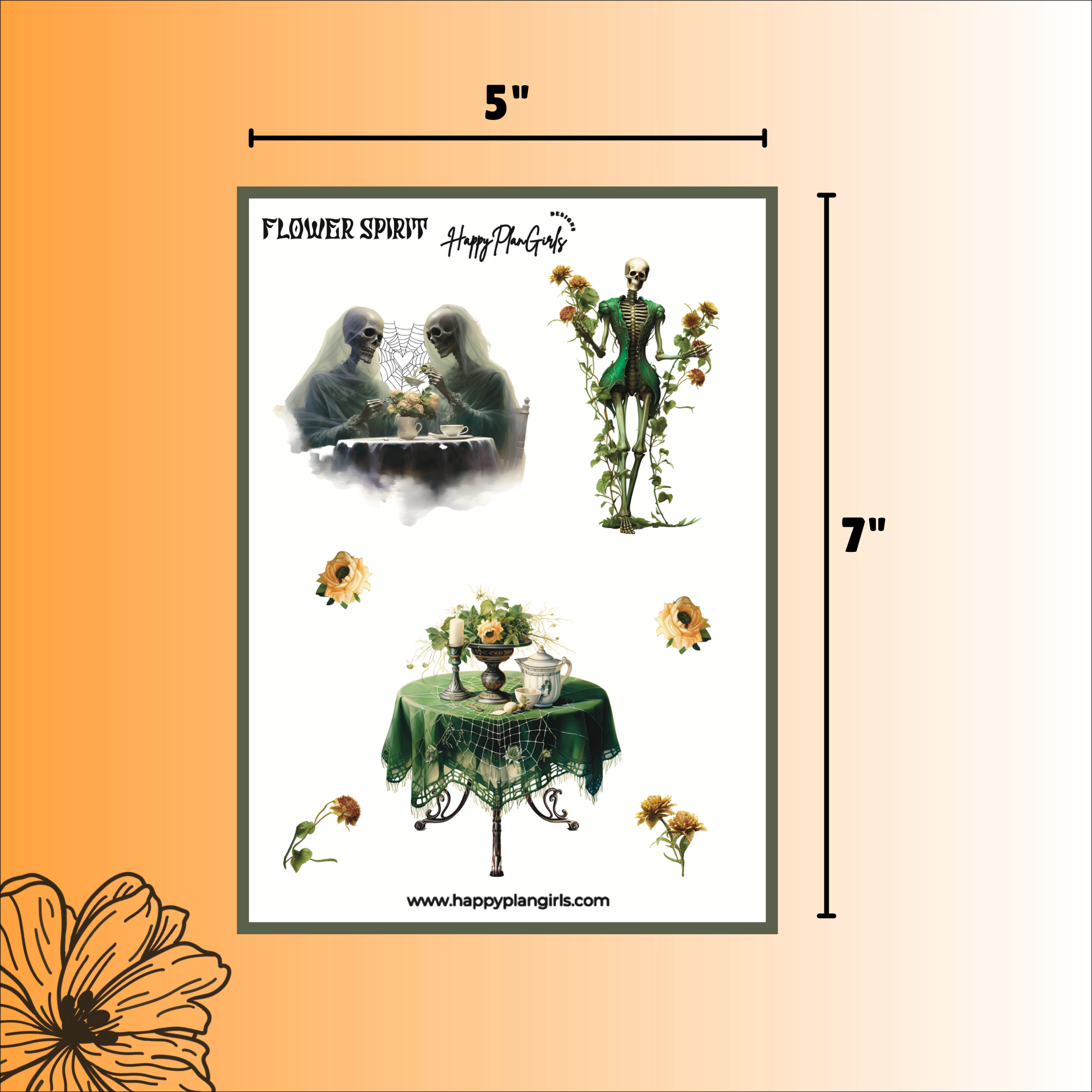 Ghost Flower Spirit Halloween Planner Sticker Sheet