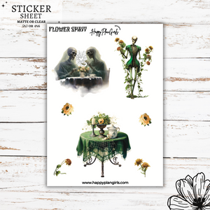 Ghost Flower Spirit Halloween Planner Sticker Sheet