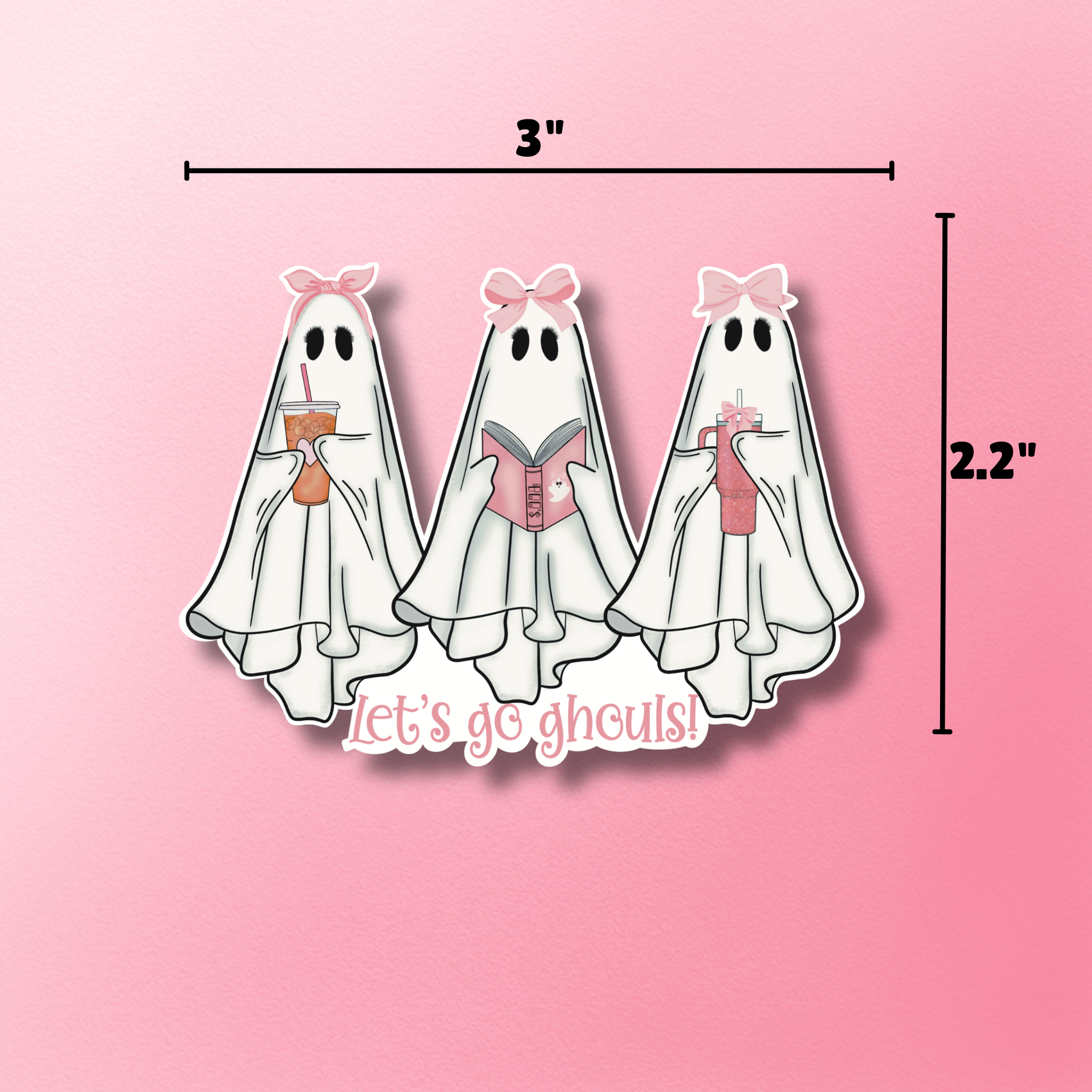 Coquette Ghosts Vinyl Sticker  "Let's Go Ghouls" Decal