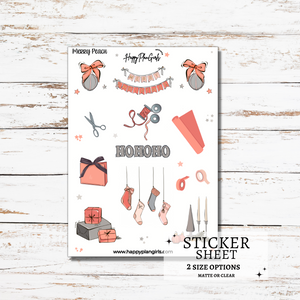 "Merry Peach" Christmas Sticker Sheet