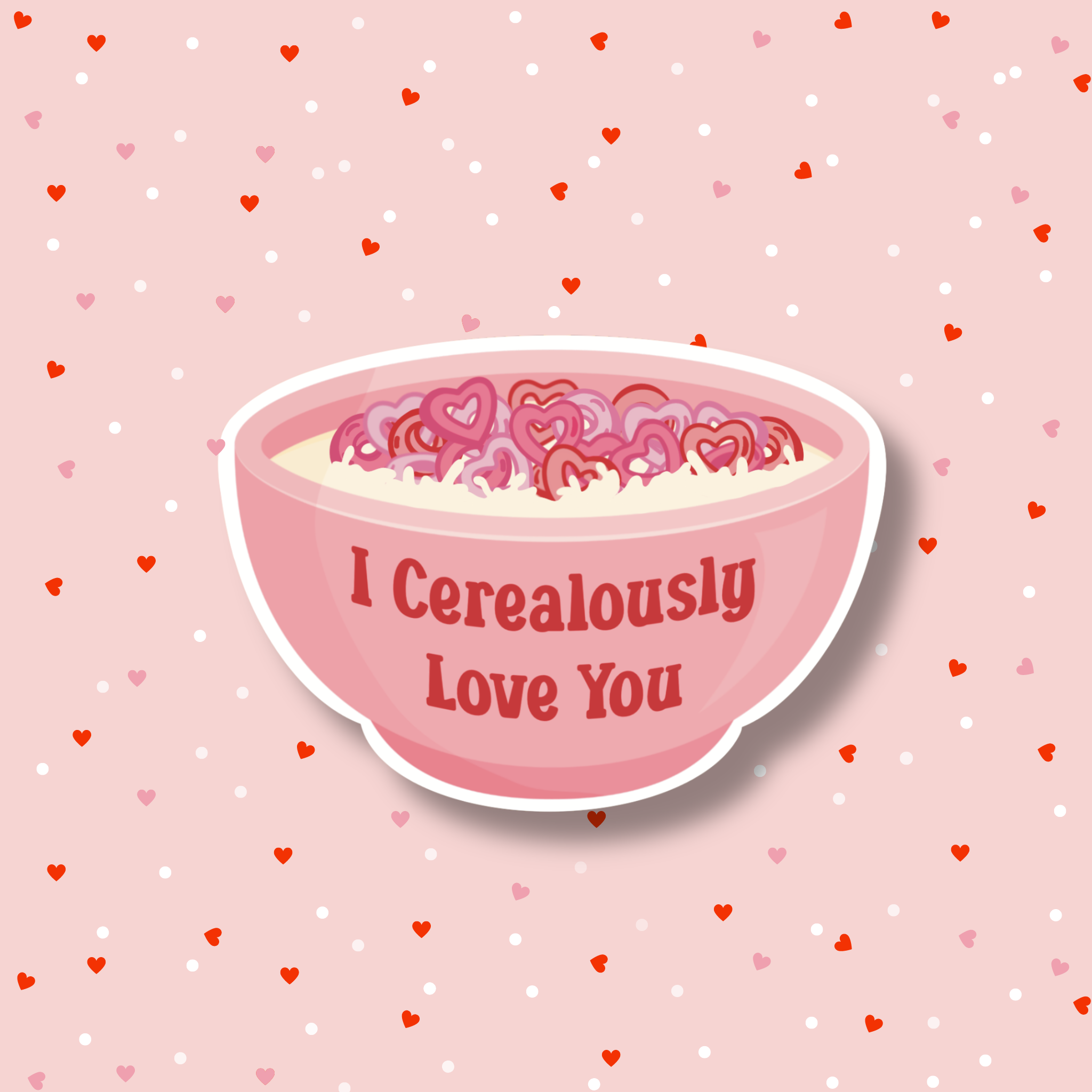 I Love You Sticker, Cute Pink Cereal Sticker