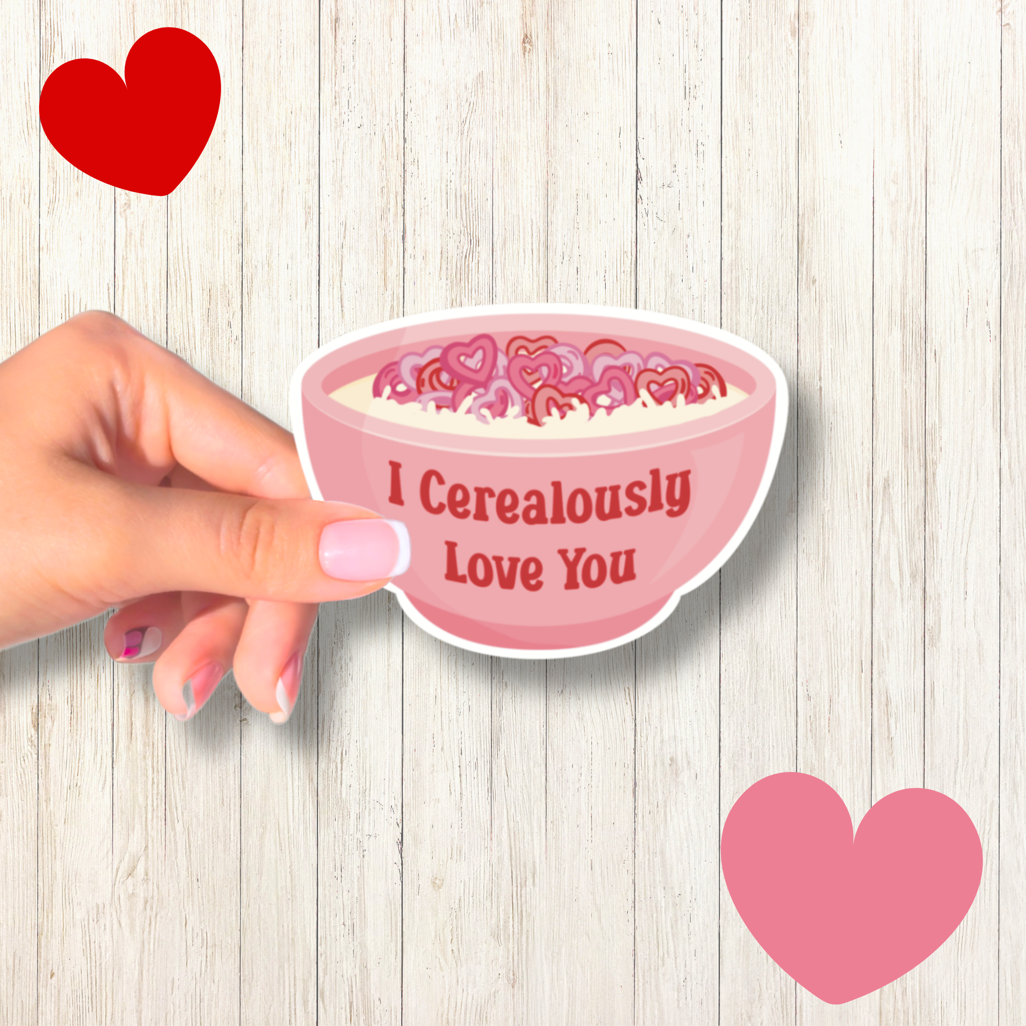 I Love You Sticker, Cute Pink Cereal Sticker