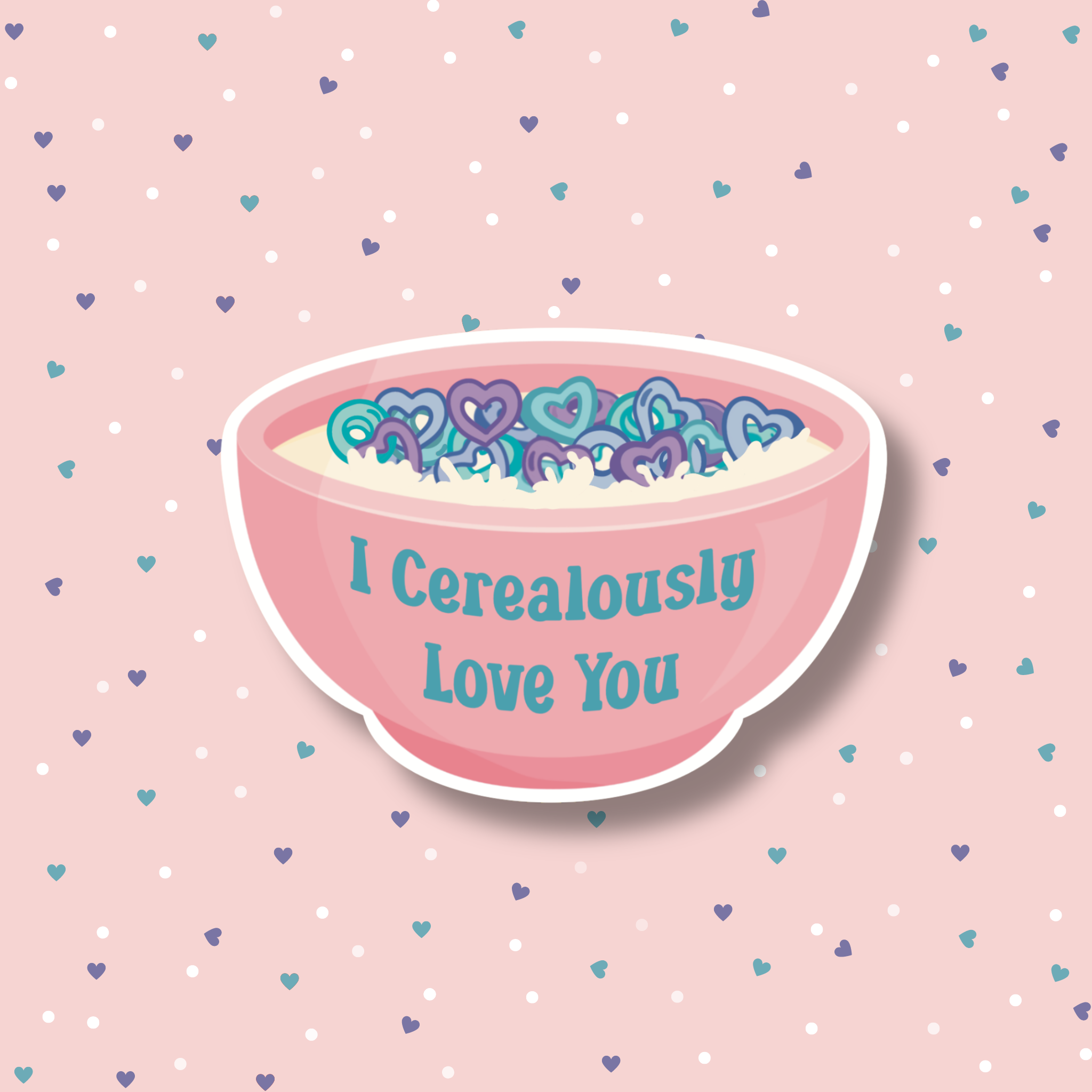 I Love You Sticker, Cute Purple Cereal Sticker