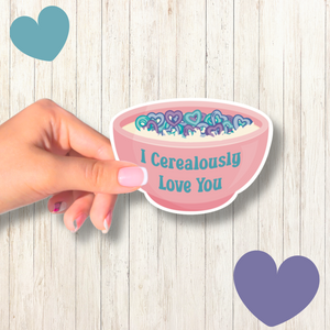 I Love You Sticker, Cute Purple Cereal Sticker