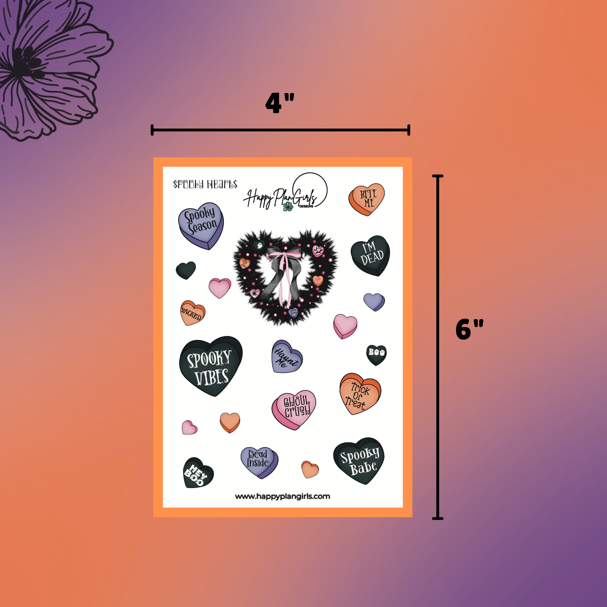 Spooky Conversation Hearts Sticker Sheet