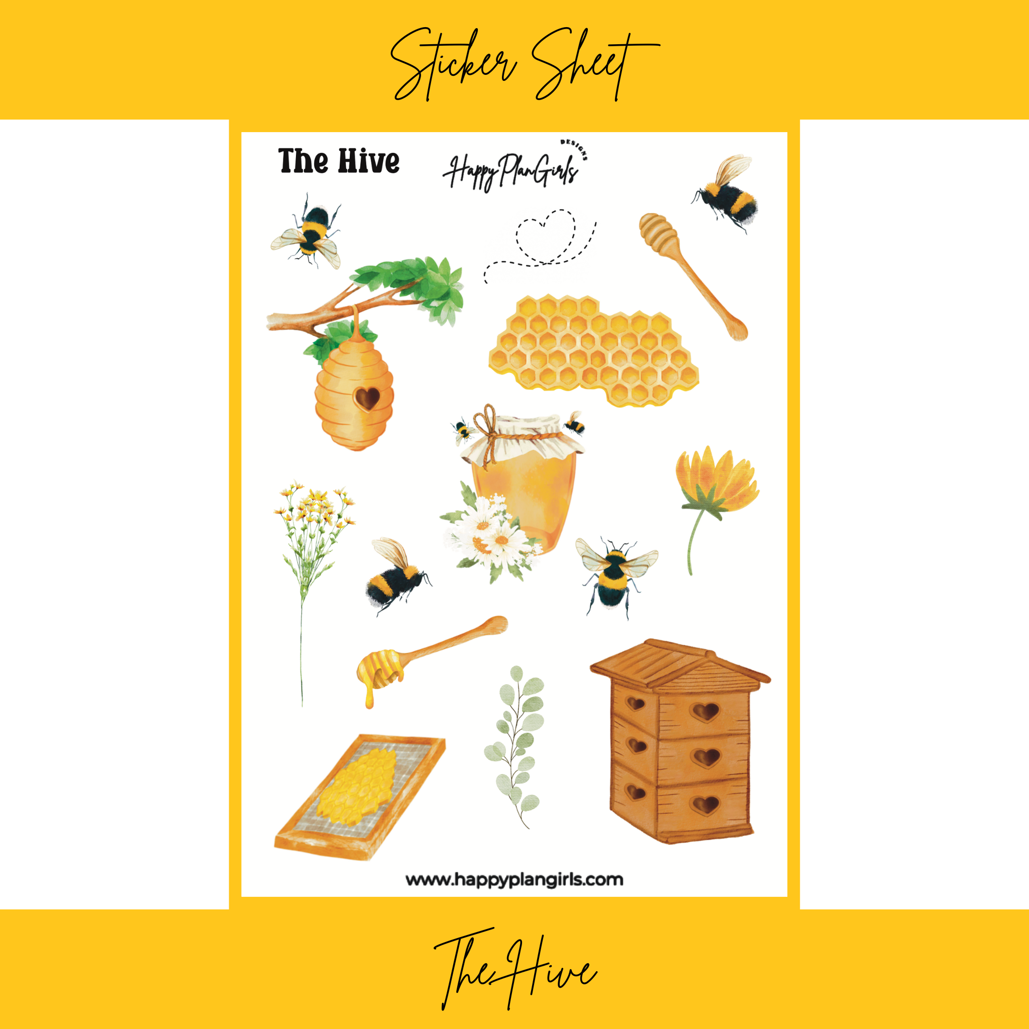 Hive Sticker The Hive Spring Planner Sticker Sheet | Bee & Honeycomb Stickers ...