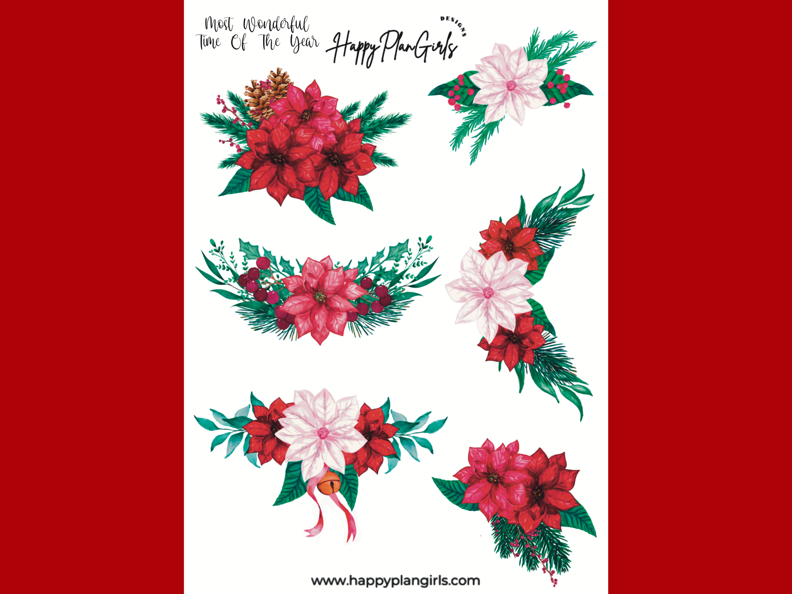 Most Wonderful Time Of The Year Florals Sticker Sheet