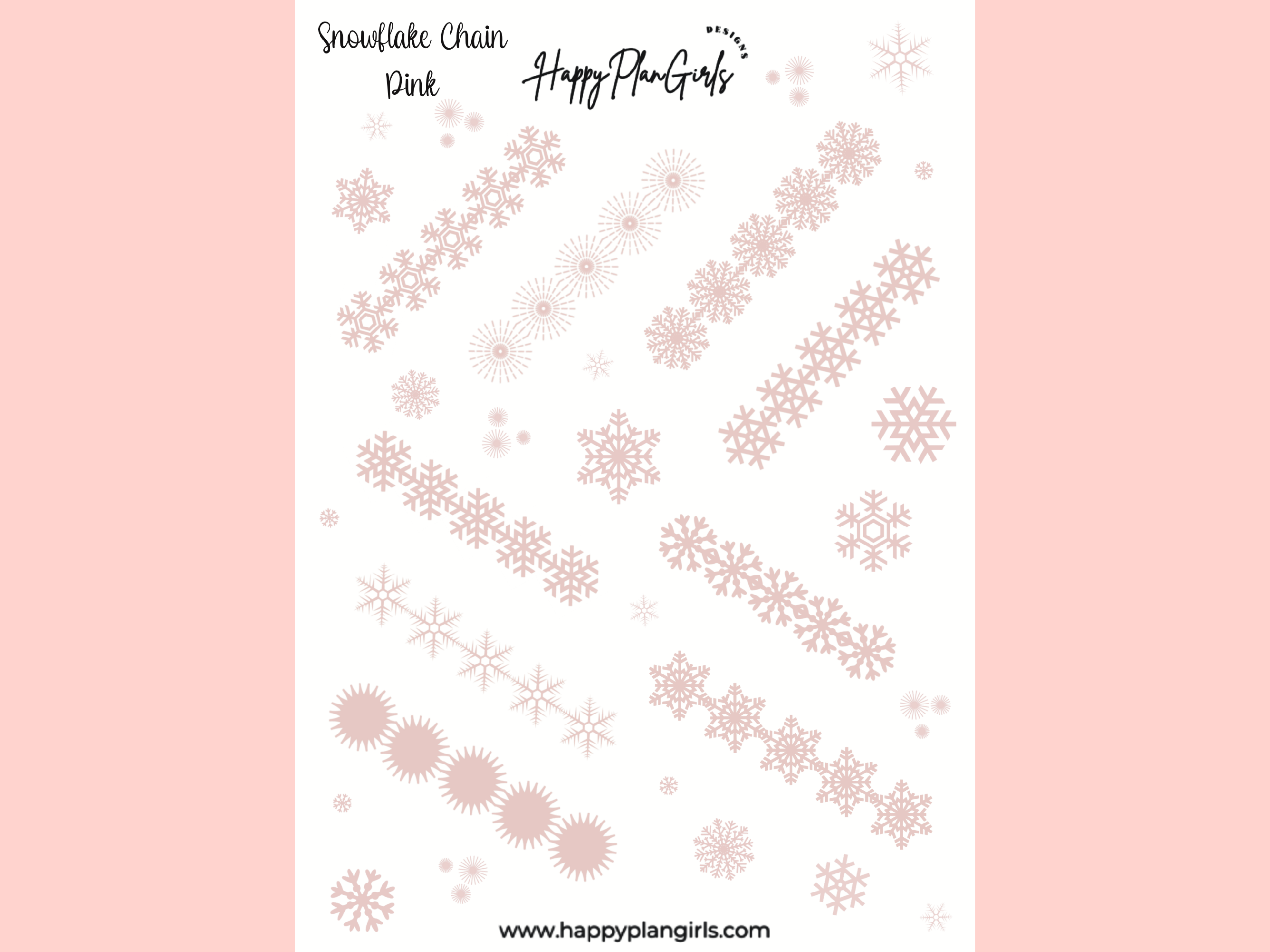 SnowFlake Chain Pink Sticker Sheet – HappyPlanGirls Designs