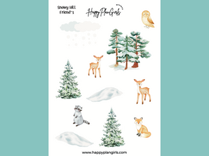 Snowy Hill Friends Sticker Sheet